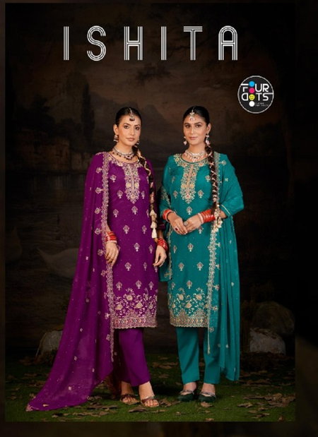 Ishita By Fourdots Organza Jarkan Worked Dress Material Wholesale Market Surat